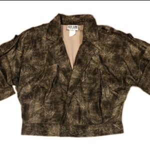 Nancy Bolen City Girl Y2K Sport Retro Vintage Brown Bombed Jacket Zip Up Size 6